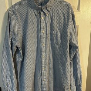 Brooks Brothers Blue Striped Seersucker Men's Shirt